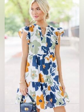 At This Time Olive Green Floral Dress for Shop the Mint. Medium